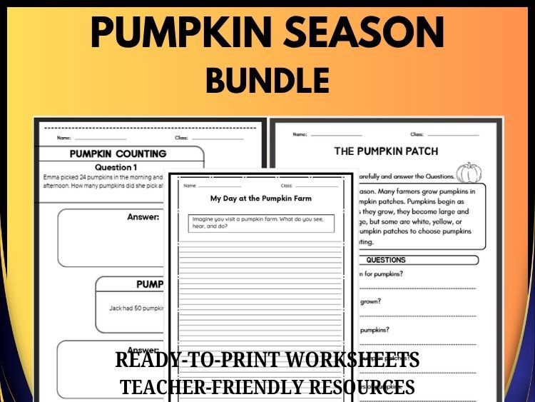 Pumpkin Season Reading, Writing & Math Bundle | Grades 2–8