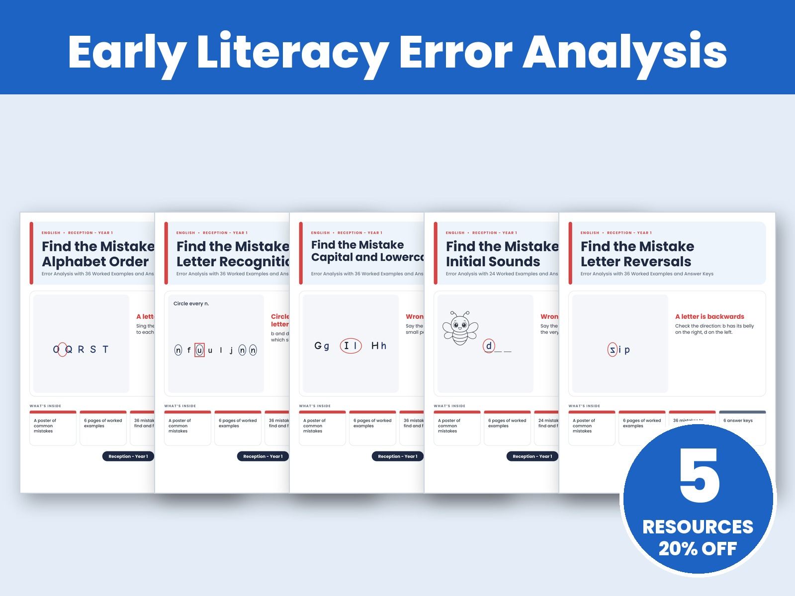 Find the Mistake: Early Literacy Bundle