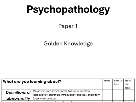 Psychopathology revision booklet