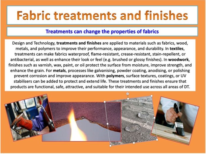 Design and technology fabric treatments and finishes guide