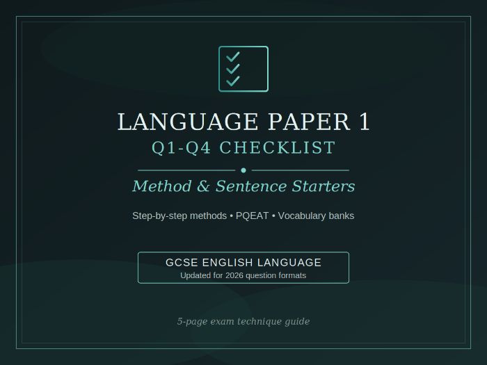 Language Paper 1 Q1-4 Checklist & Sentence Starters