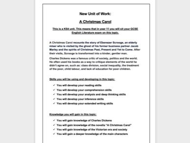 Unit Front Cover - A Christmas Carol