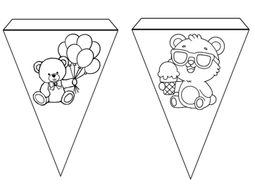 14 Page - 'Colour Your Own' Teddy Bear Themed Bunting