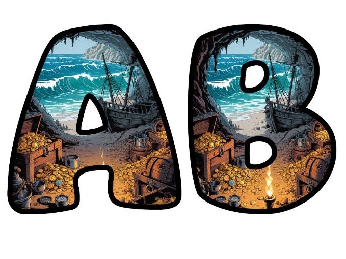 Hidden Treasure Cave Lettering Set for Classroom Display | Upper & Lowercase, 0-9 and Signs