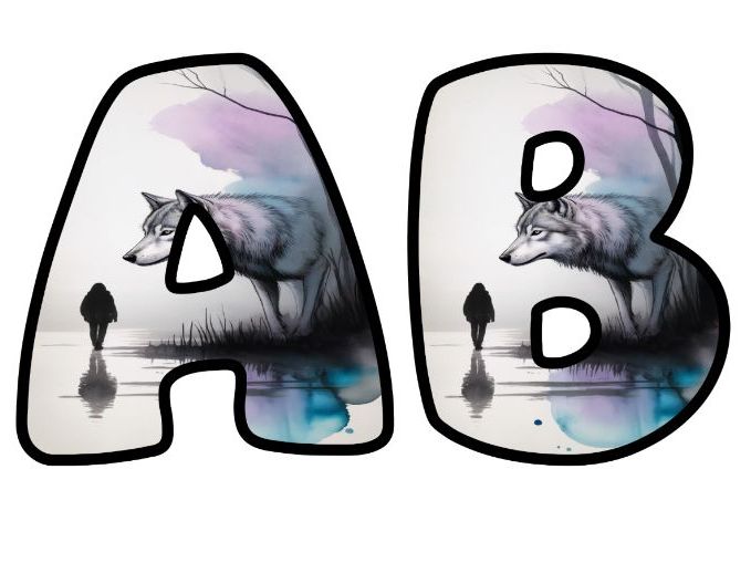 Wolf Woman Creative Writing Classroom Display | Lettering Set | Upper & Lowercase, 0-9 and Signs