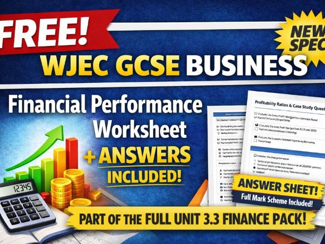 FREE WJEC GCSE Business – Financial Performance Worksheet + Answers (NEW SPEC 2025)