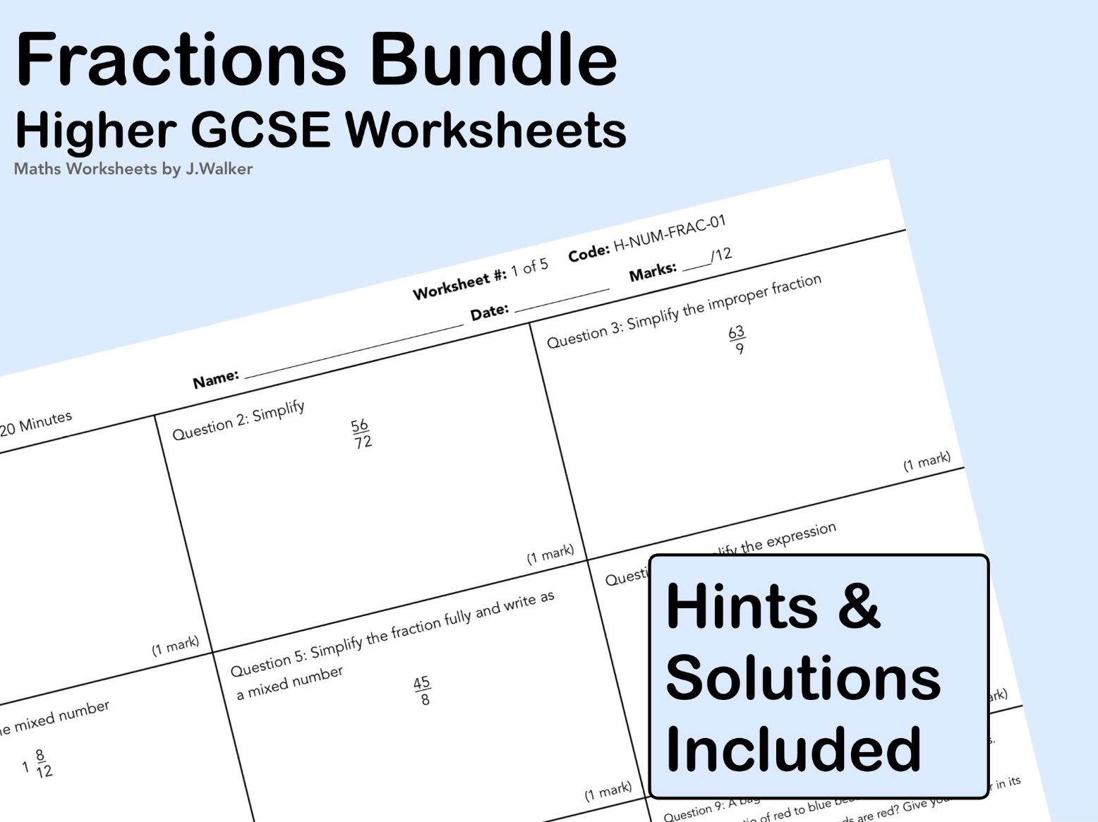 GCSE Maths: Fractions Bundle - Higher Tier