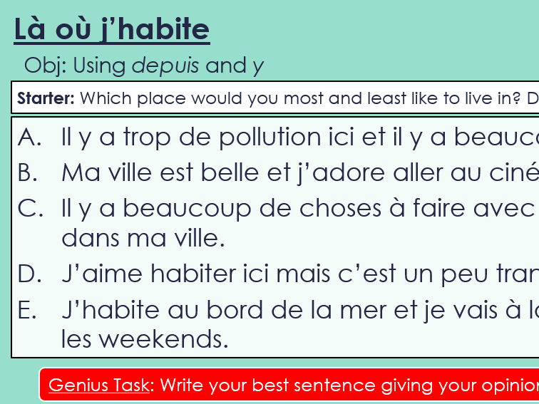 NEW 2026 GCSE French. Higher/ Rouge. Module 7: Unit 1. Là où j’habite