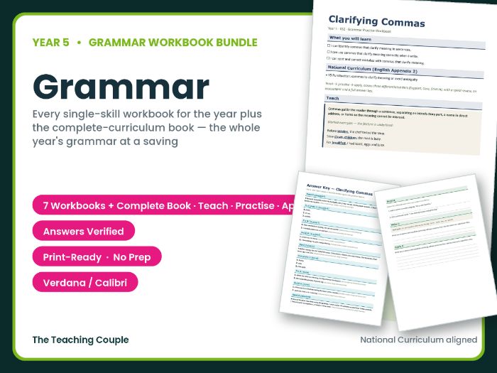 Year 5 Grammar Worksheets Bundle – Whole Year + Answer Keys