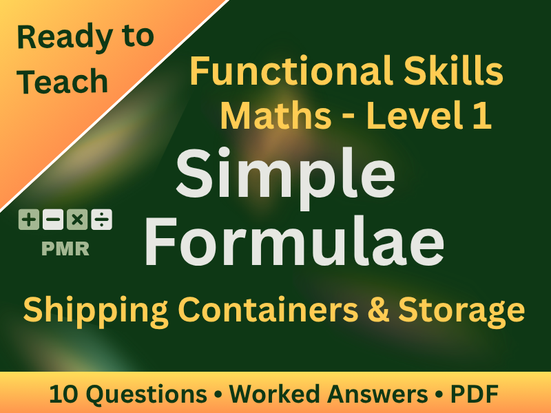 Functional Skills Simple Formulae L1 Worksheet