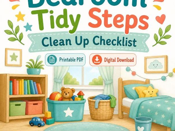 Bedroom Tidy Steps | Clean Up Checklist | Printable PDF | Digital Download