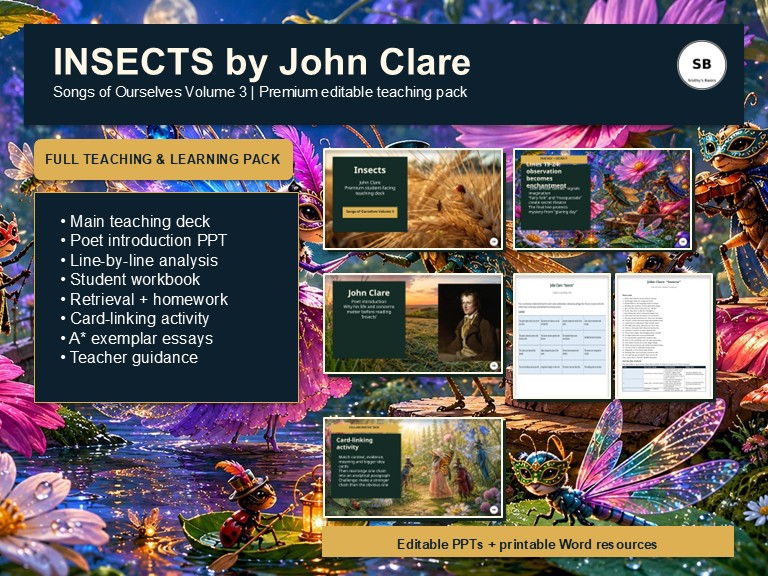 "Insects" - John Clare poem - Full teaching & Learning Pack from Smithy's Basics