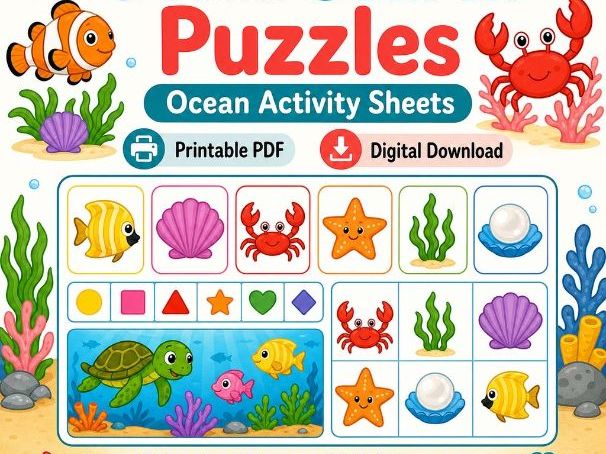 Ocean Search Puzzles | Ocean Activity Sheets | Printable PDF | Digital Download
