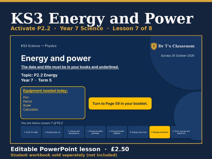 KS3 Activate P2.2 Energy: Energy and Power