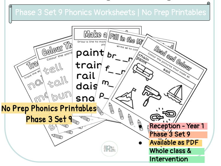 Phase 3 Set 9 | Phonics Worksheets