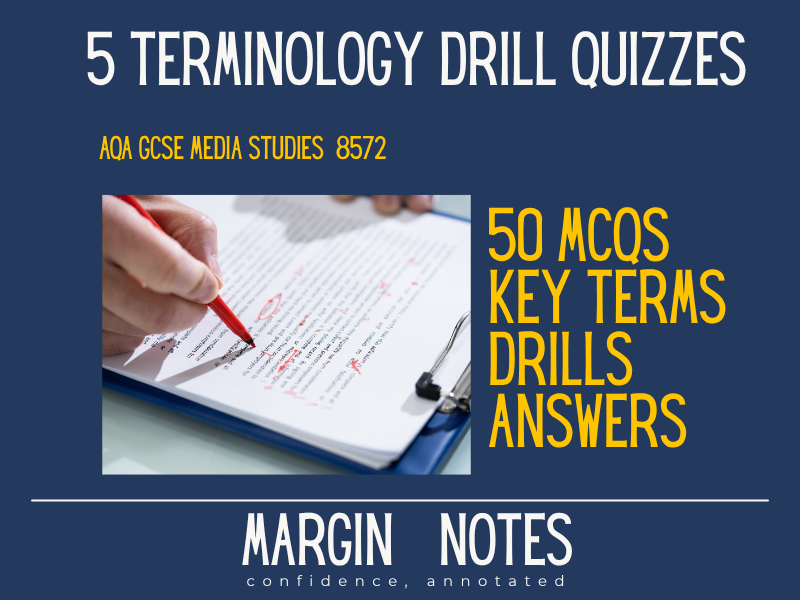 AQA GCSE Media Studies Terminology Quizzes | Key Terms Definitions + Answers (Paper 1, 8572)