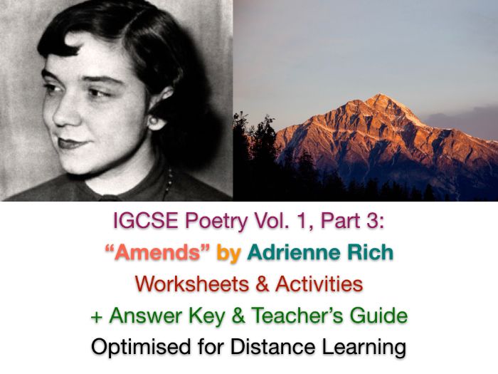 IGCSE Poetry: 'Amends' by Adrienne Rich TEACH + REVISE UNIT + ANSWERS + STUDY GUIDE