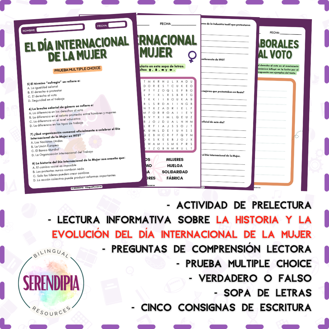 International Women's Day SPANISH Reading Comprehension Activities ...