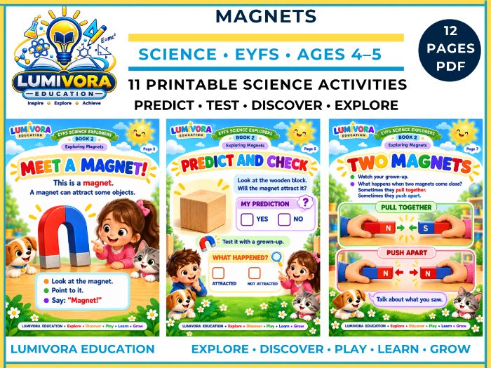 EYFS Magnets Worksheets Reception Science Activities Book 2