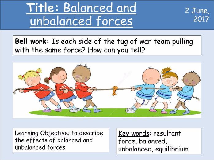 Year 7 Forces lesson 2 - Balanced and unbalanced forces