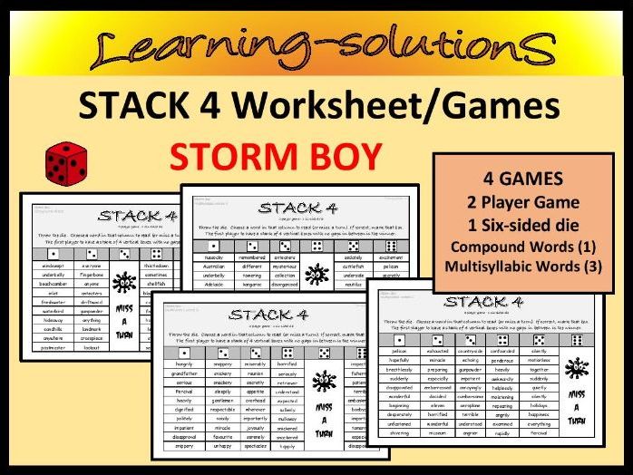 STORM BOY Worksheet/Games - STACK 4 - Targeting Vocabulary Development