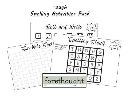 ough Spelling Activities Pack