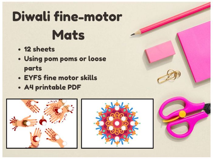 Diwali Loose Parts and Pom Pom Mats – Set of 12