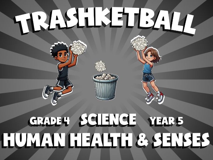 Human Health & Senses TRASHKETBALL Science Game | No-Prep Year 5 Review Activity