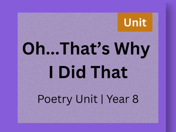 Poetry Unit | Identity, Behaviour & Perspective | 20 Lessons | Year 8 (KS3)
