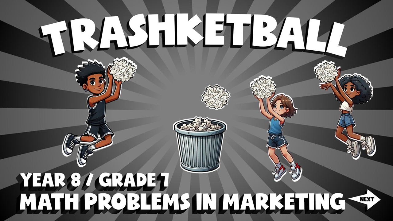 Math Problems in Marketing TRASHKETBALL Maths Game | No-Prep Year 8 ...