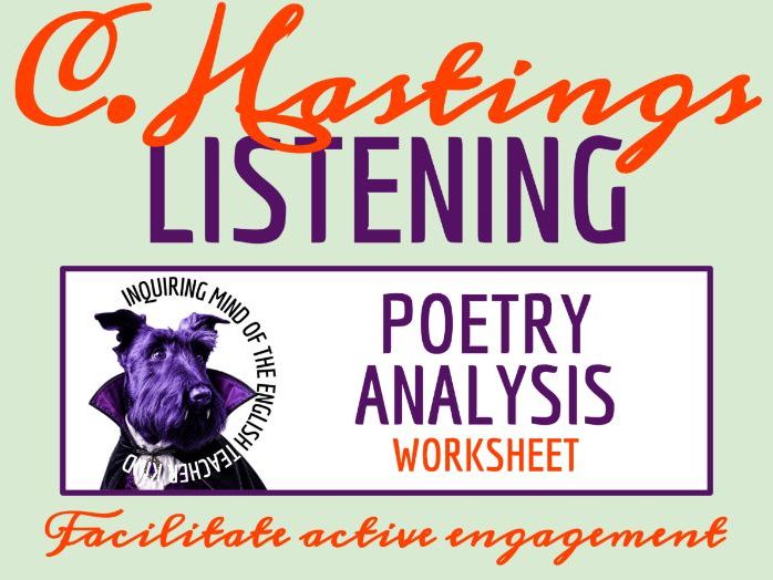 "Listening" by Cristel Hastings Gothic Poem Analysis Worksheet | Supernatural Grief Poetry