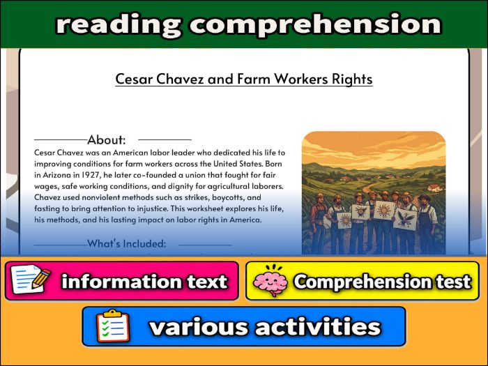 Cesar Chavez and Farm Workers Rights  & Comprehension Test