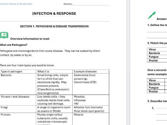 GCSE Combined Science Biology - Infection and response