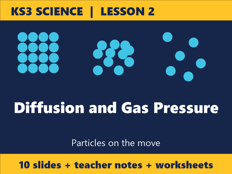 Diffusion and Gas Pressure, Year 7 KS3 Particle Model Lesson, PowerPoint plus Worksheets and Puzzles