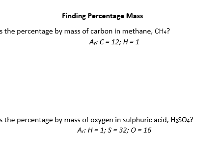 Finding Percentage Mass