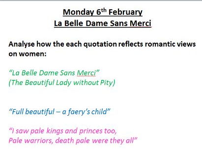 Keats Poetry - AQA Aspects of Tragedy - La Belle Dame Sans Merci