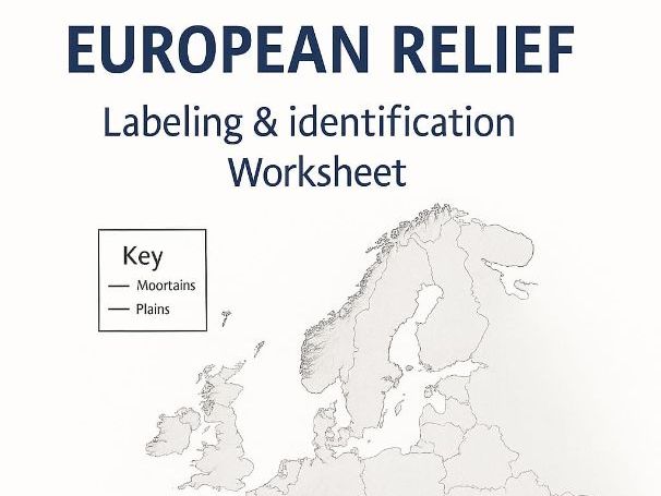 Europe Landforms – Map Labeling Worksheet (With Answers)