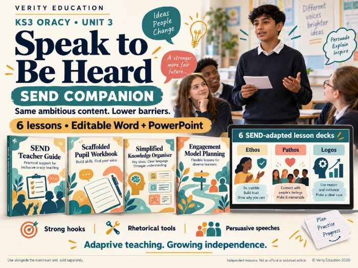 KS3 Oracy Unit 3: Speak to Be Heard — SEND-Adapted Pack