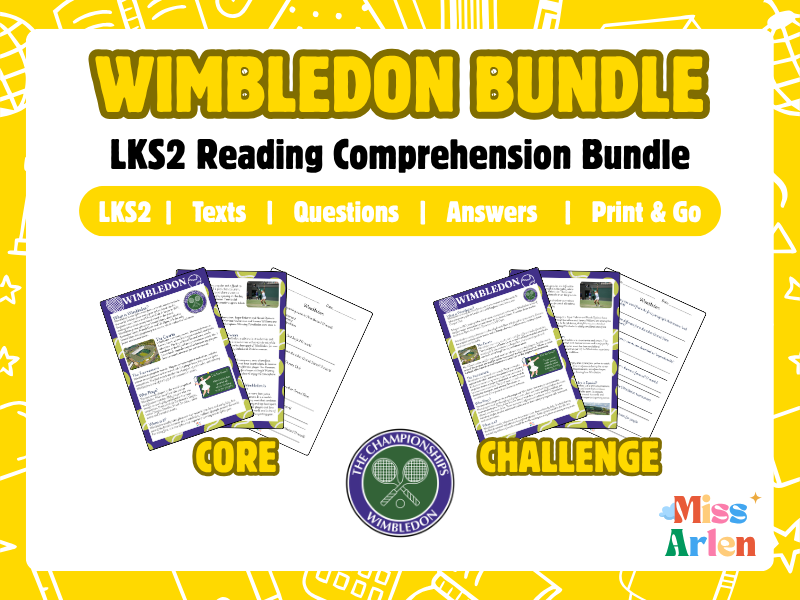 LKS2 Wimbledon Reading Comprehension Bundle (EXS + GD texts and questions)