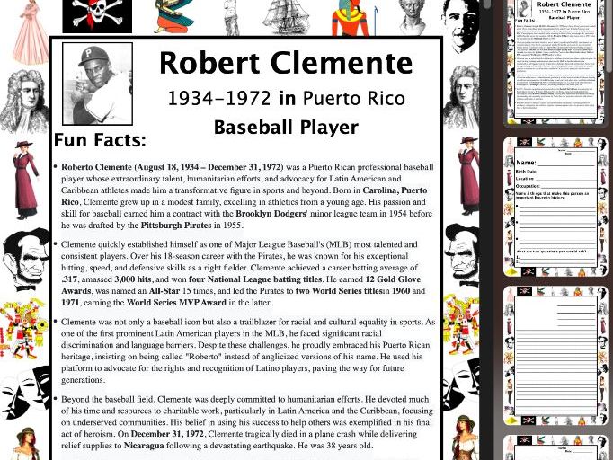 Robert Clemente PACKET & ACTIVITIES, Important Historical Figures Series