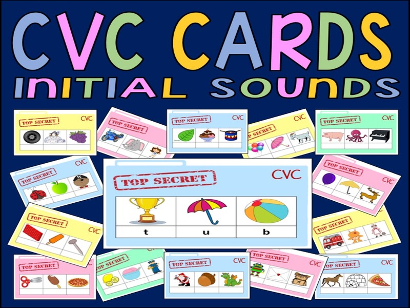 CVC CARDS - INITIAL SOUNDS RESOURCES EYFS KS1 LITERACY ENGLISH SPELLINGS