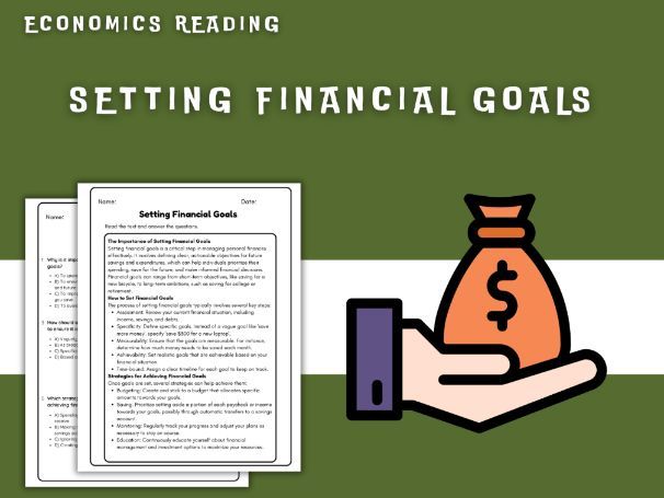 Setting Financial Goals - Economics Reading Worksheet | Teaching Resources