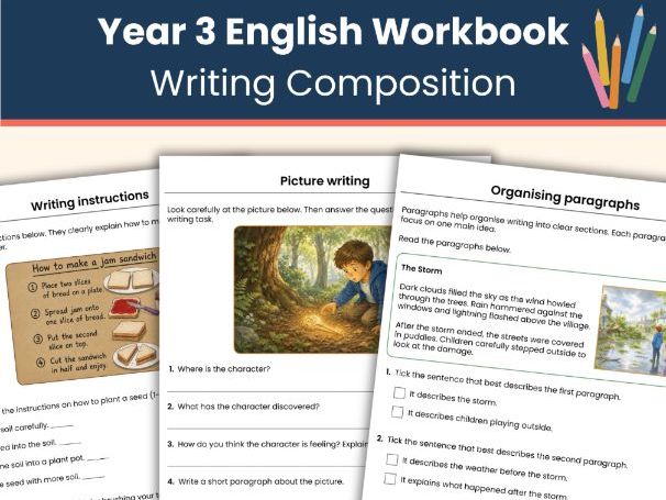 Year 3 Writing Composition Workbook | Creative Writing & English Activities | Printable Resource