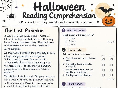 Halloween Reading Comprehension Bundle \| KS1 English \| Year 1 & 2 \| 3 Differentiated Stories