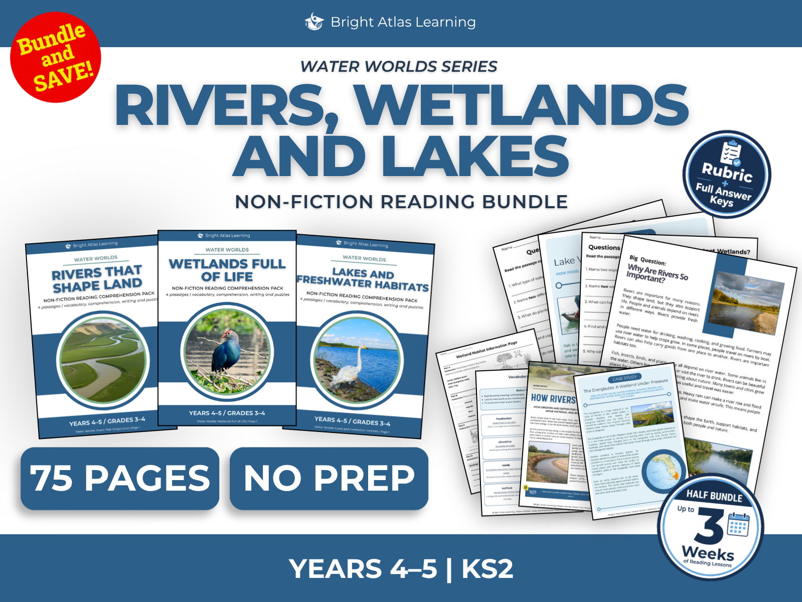 KS2 Non-Fiction Reading Comprehension Bundle: Rivers, Wetlands & Lakes