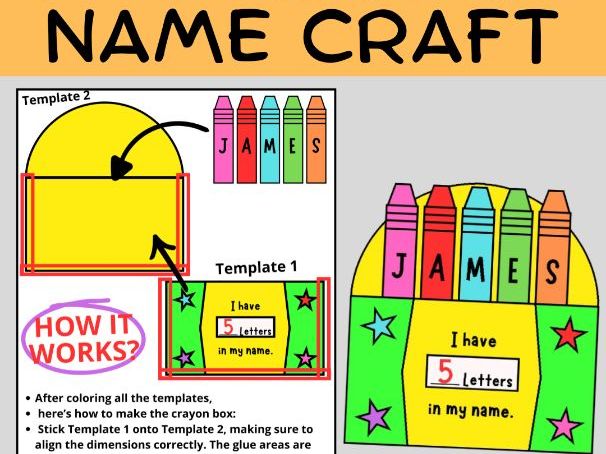 Crayon Box Name Craft | Name Recognition | Summer Back to school Bulletin Board