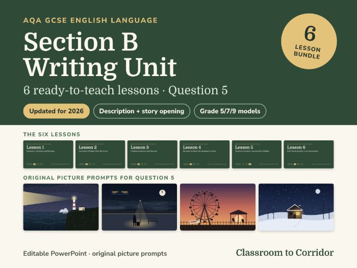 AQA GCSE English Language Paper 1 Section B Writing Unit – Question 5, 6 Lessons, Updated for 2026