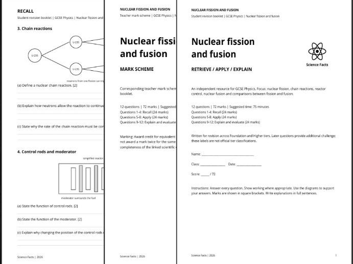 AQA GCSE Physics: Nuclear Fission and Fusion Revision Questions