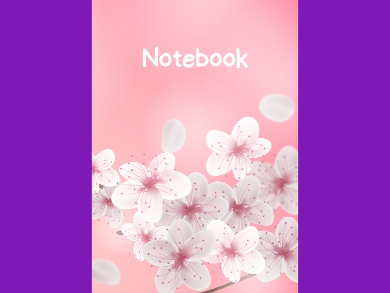White Flowers with Pink Background A4 Lined Notebook