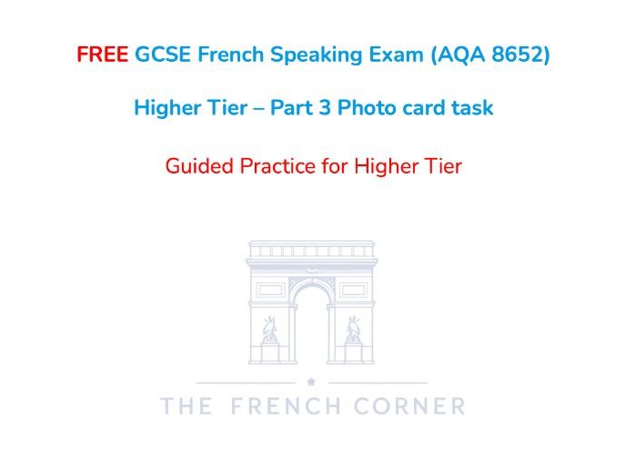 FREE GCSE French Speaking Exam (AQA 8652) Higher Tier 2026 – Part 3 Photo card task